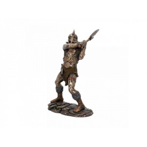 Statueta rasina si bronz luptator viking Berserker 28.5cm - Img 2
