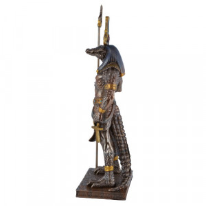 Statueta rasina si bronz, mitologia egipteana, zeul Sobek 29cm - Img 7