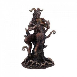 Statueta rasina si bronz, mitologia greaca, zeul Pan 24 cm