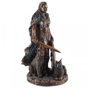 Statueta rasina si bronz, mitologia nordica, Zeita Dragostei Freya 21cm - Img 5