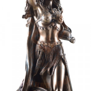 Statueta rasina si bronz, mitologia nordica, zeita dragostei Freya 27cm - Img 3