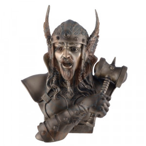 Statueta rasina si bronz, mitologia nordica, zeu Thor 30cm