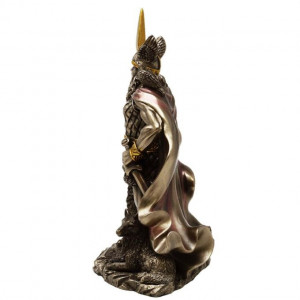 Statueta rasina si bronz, mitologia nordica, Zeul Odin 24 cm - Img 4