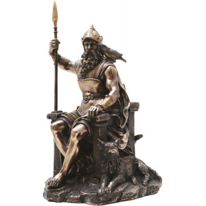 Statueta rasina si bronz, mitologia nordica, zeul Odin 32 cm