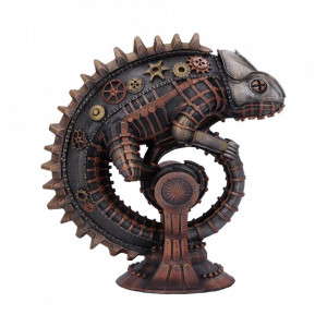 Statueta rasina si bronz, steampunk, Mechanical Chameleon 22.3cm - Img 3