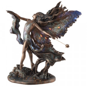 Statueta rasina si bronz Zana - Unde cad razele lunii, Josephine Wall 25 cm - Img 4
