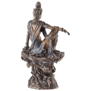 Statueta rasina si bronz zeita asiatica Guan Yi, zeita compasiunii 12 cm - Img 3