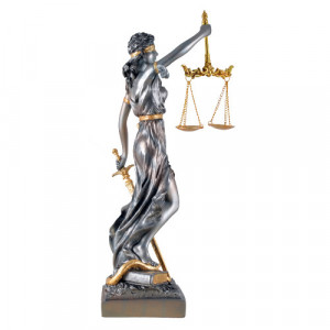 Statueta rasina si bronz zeita dreptatii Themis ( Justitia) 33cm - Img 2