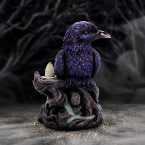 Suport pentru conuri parfumate Backflow Raven Roost – Corb, decor gotic fantasy ( 17 cm ) - Img 5