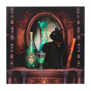Tablou canvas cu led pisicuta Absinthe - Lisa Parker, 30x30cm - Img 1