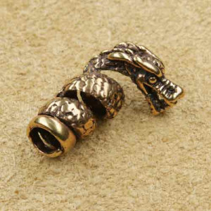 Bijuterie pentru barba/par bronz Dragon, diametru 0.5 cm - Img 3