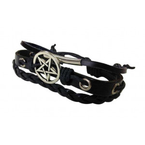 Bratara ajustabila piele Pentagrama 2 x 20 cm - Img 1