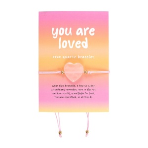 Bratara cu inimioara din cristal de quartz roz You Are So Loved
