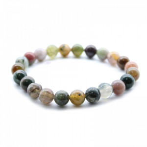 Bratara elastica din sfere de piatra semipretioasa Agata de muschi (Moss Agate) - Img 4