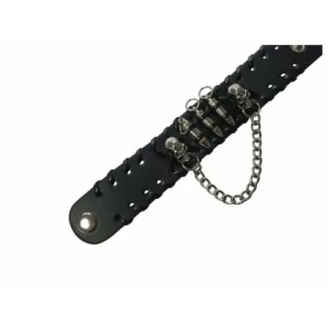 Bratara piele naturala Bullet & Skulls 3cm x 23cm - Img 2