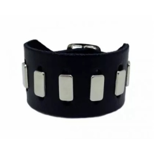 Bratara piele naturala Flat Studs, 3.5 cm x 24 cm