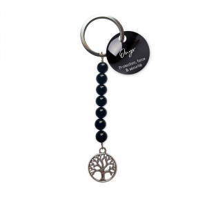Breloc piatra semipretioase si charm Copacul Vietii si Onix, talisman pentru Protectie si Echilibru