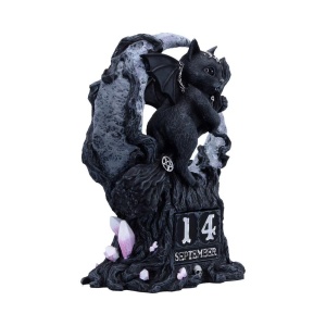 Calendar perpetuu pentru birou pisicuta demonica Malpuss Cult Cuties – decor gotic fantasy, 16 cm - Img 3