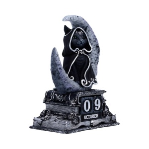 Calendar perpetuu pentru birou pisicuta demonica Zefur Cult Cuties – decor gotic fantasy, 16 cm - Img 3