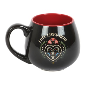 Cana rotunda din ceramica Midnight Bloom, capacitate, 500ml