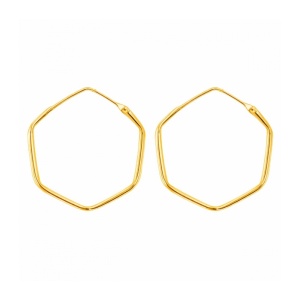 Cercei din argint 925 si placati cu aur Hexagon 2.5 cm