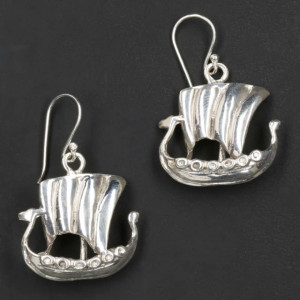 Cercei lungi din argint Corabie de viking 3.5cm - Img 3