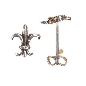 Cercei mici cu surub si tija, din argint Fleur de Lys 8mm