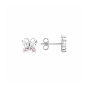 Cercei micuti argint cu zirconiu cubic placat cu rodiu Fluture