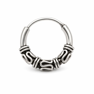 Cercel argint 925 creola mica 12 mm – cercel rotund tribal Bali, unisex