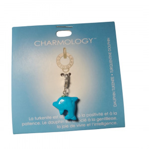 Charm piatra semipretioasa pentru bratara DelfinTurcoaz, talisman pentru Protectie