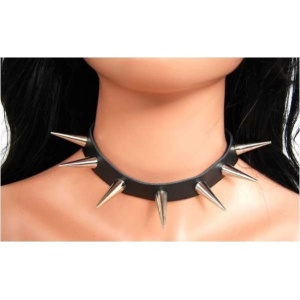 Choker piele naturala Tinte Conice 3cm - Img 2