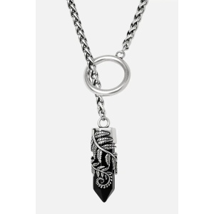 Colier Dark Forest Crystal Fern O-Ring cu cristal negru placat cu argint 925 - Img 3