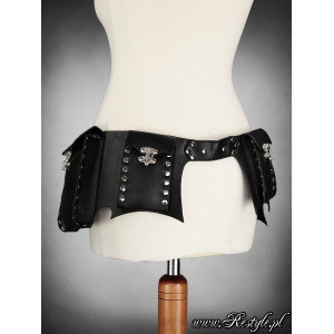 Curea cu buzunare, piele ecologica cu elemente metalice, Pocket Belt - Img 2