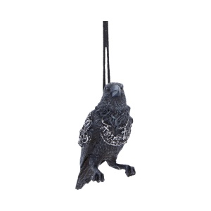 Decoratiune cu agatatoare corb Last Omen – decor gotic fantasy, 7 cm