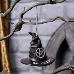 Decoratiune cu agatatoare palarie vrajitoare Bad Ass Witch 9 cm - Img 1