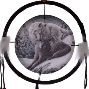 Dreamcatcher cu lupi Pupici in Zapada - Lisa Parker 16 cm - Img 3