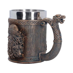 Halba finisaj bronz Viking Valhalla,11.7 cm, cupa din inox - Img 2