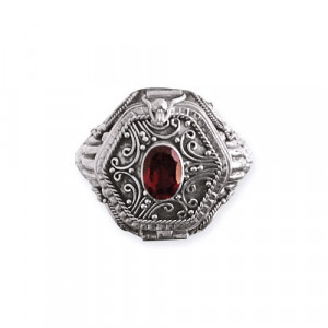 Inel argint Poison Ring cu granat - Img 1