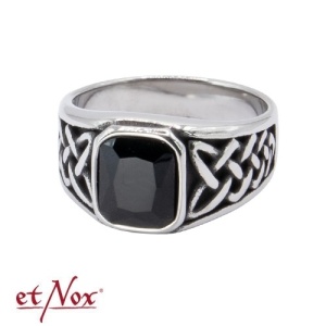 Inel otel inoxidabil cu piatra de zirconiu negru Celtic Black 1.3cm
