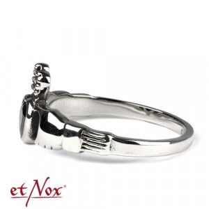 Inel otel inoxidabil cu zirconiu negru Claddagh 1.1cm - Img 4