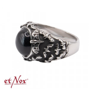 Inel otel inoxidabil cu zirconiu negru Lilieci 1.7cm - Img 4