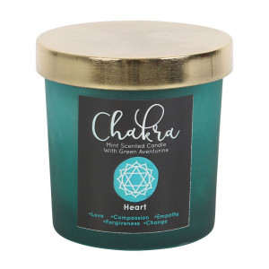 Lumanare cele 7 chakre cu bucatele de Aventurin - Chakra inimii (aroma menta) - Img 3