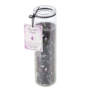 Lumanare cu cristal Ametist mov, cu parfum de iasomie, 21cm - Img 2