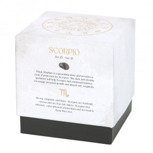 Lumanare zodiacala cu bucatele de piatra semipretioasa Obsidian - Scorpion (aroma Black Oudh) - Img 4