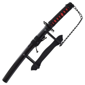 Mini sabie decorativa katana cu suport pentru birou Bleach - Zangetsu 42.5 cm - Img 3