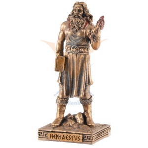 Mini statueta Hephaistos – Zeul Focului si al Fierariei, finisaj bronz, mitologia greaca 9 cm - Img 2