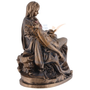 Mini statueta Pieta - Michelangelo, finisaj bronz, 7 cm - Img 3