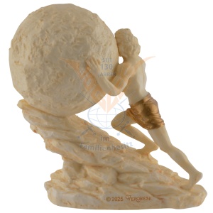 Mini statueta rasina cu finisaj alb marmura, mitologia greaca, Sisif si Lupta Eterna - Img 5
