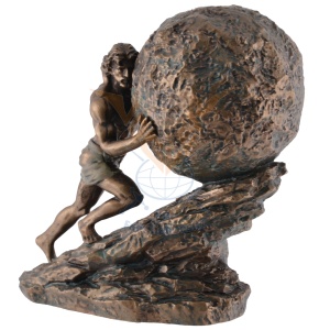 Mini statueta rasina cu finisaj bronz, mitologia greaca, Sisif si Lupta Eterna - Img 9