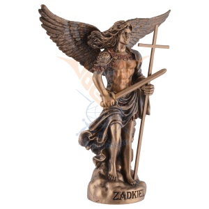 Mini statueta Zadkiel, arhanghelul iertarii, finisaj bronz, 10 cm - Img 2